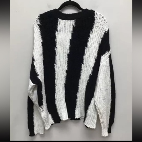 NWT XL Joie Womens Chadsey Sweater Black White Striped Long Sleeve Jewel Neck - Picture 2 of 4